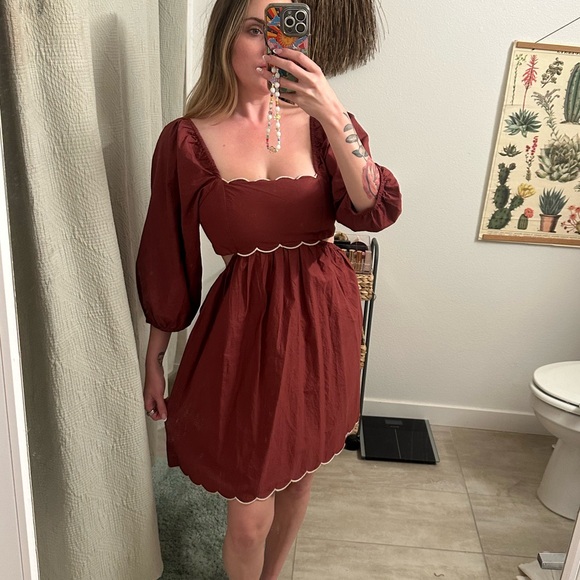 Anthropologie maroon open back dress - Picture 3 of 5